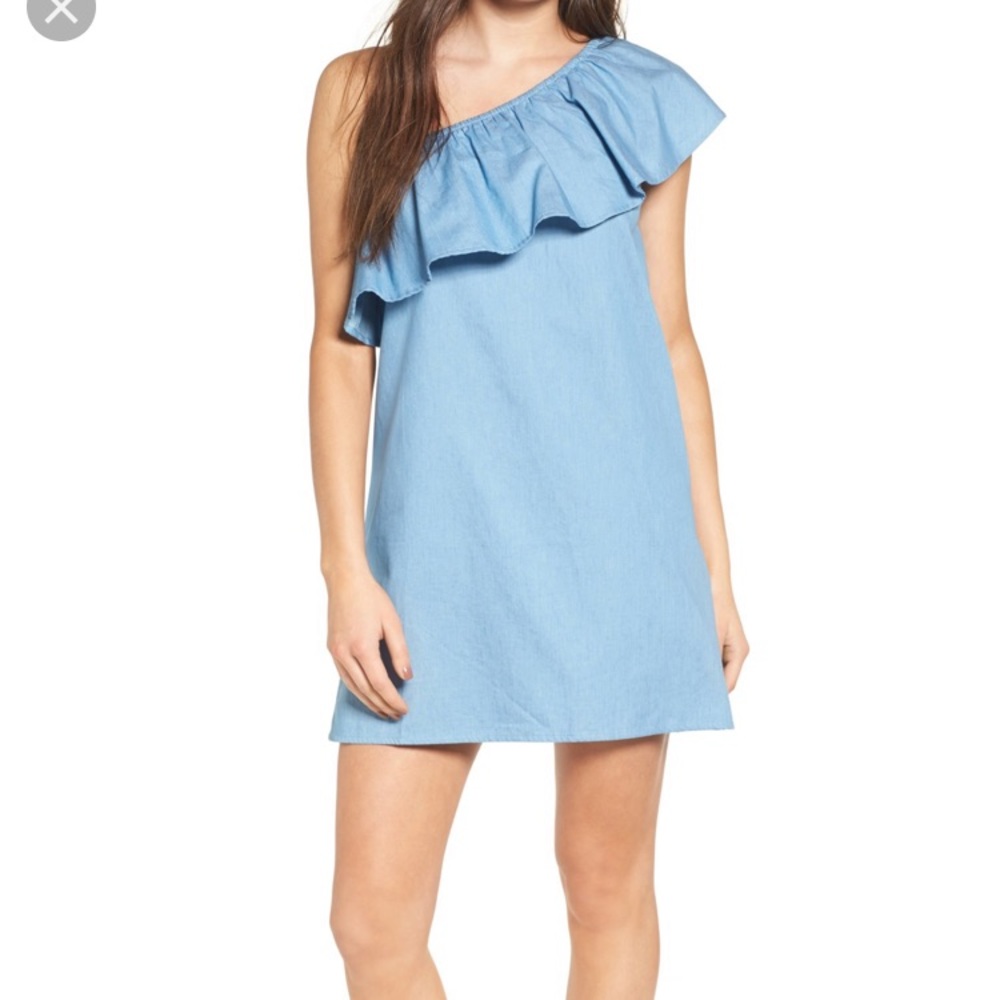 Nordstrom Love, fire one shoulder dress chambray